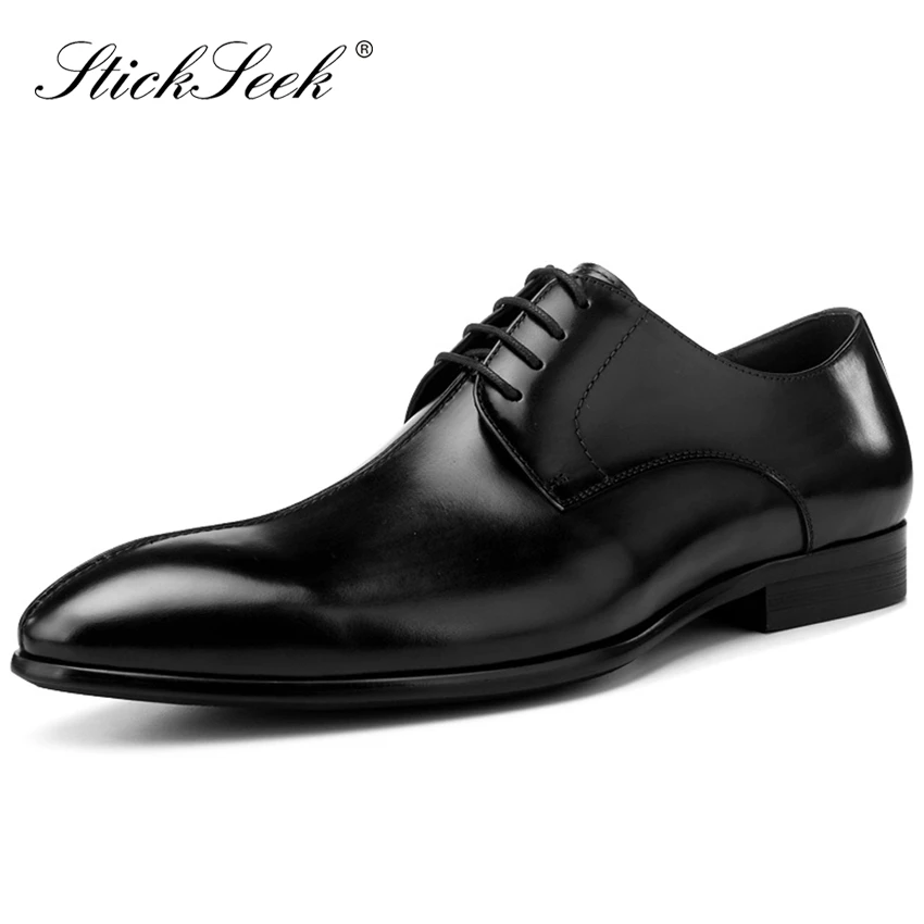 

2019 Italian Genuine Leather Formal Dress Handmade Man Derby Shoes Pointed Toe Men's Banquet Party Office Oxford Footwear SK266