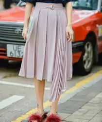 MOFFI2018 летние женские новый нерегулярные темперамент плиссированные юбки женские усталость повседневные розовые облегающая бюст юбка 188049