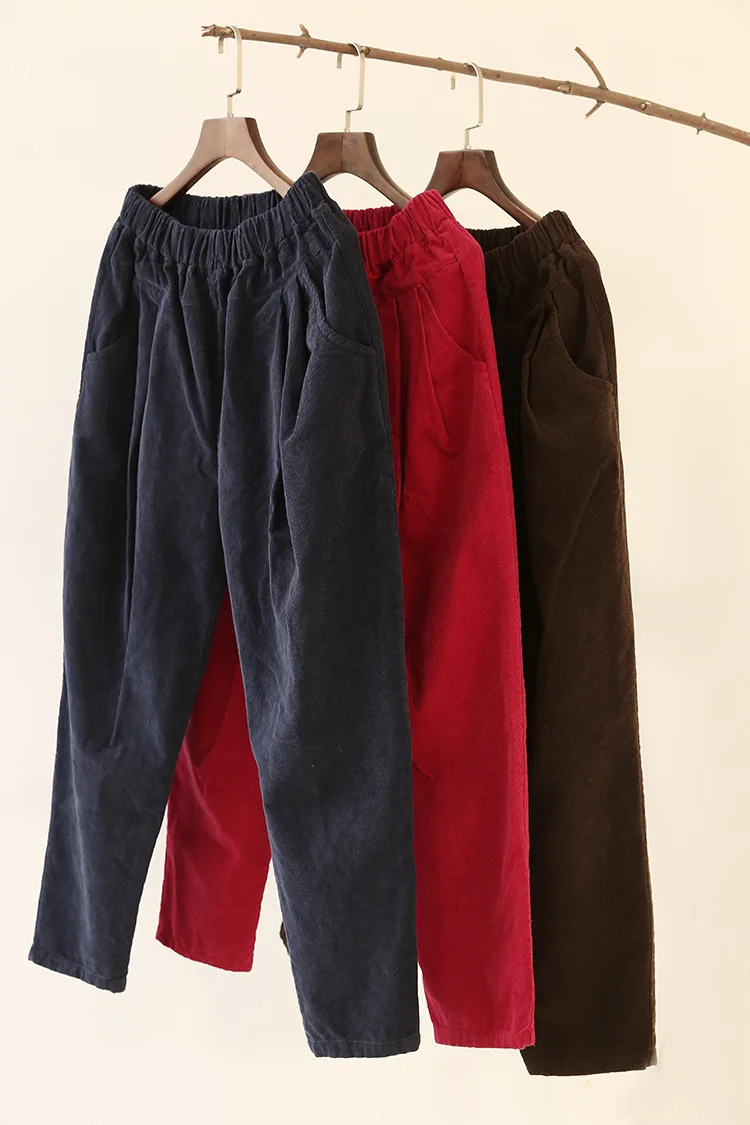 2017 зимние женские вельветовые шаровары черные красные коричневые брюки