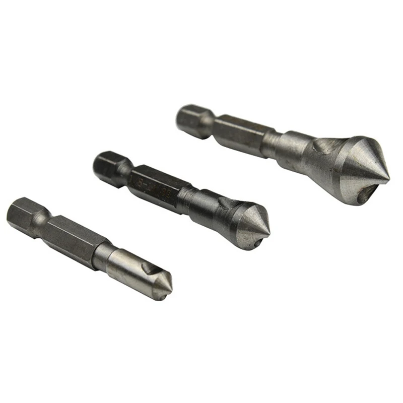 

3 Pcs/Set Woodworking Countersink Drill Chamfer 90 Degree Bit Punch Tool for Wood PVC Aluminum Plate HUG-Deals