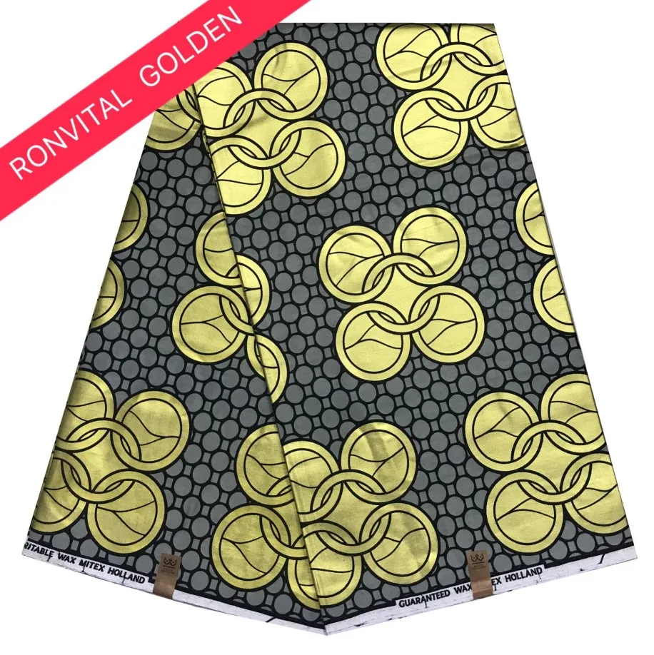 

RONVITAL OFFICIAL STORE HOLLAN WAX HIGH QUALITY GOLDEN FABRIC 100% COTTON PRINT MATERIAL DIY FABRICS 6YARDS/LOT FREE SHIPPING