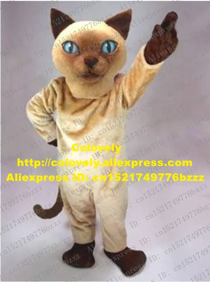 Милый коричневый сиамский костюм талисмана кота маскотта котенка могги с