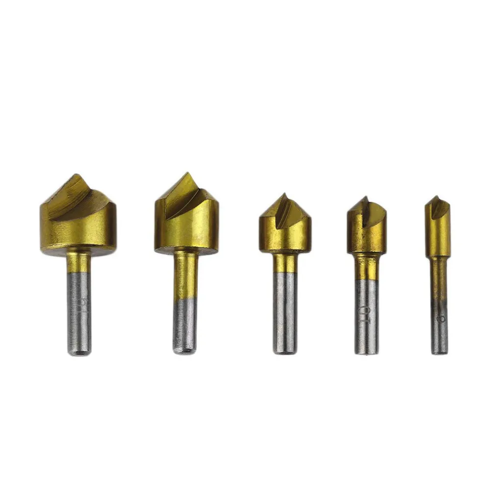 5pcs/set Woodworking Chamfer Drill Bit 6mm 19mm High Carbon Steel Wood
