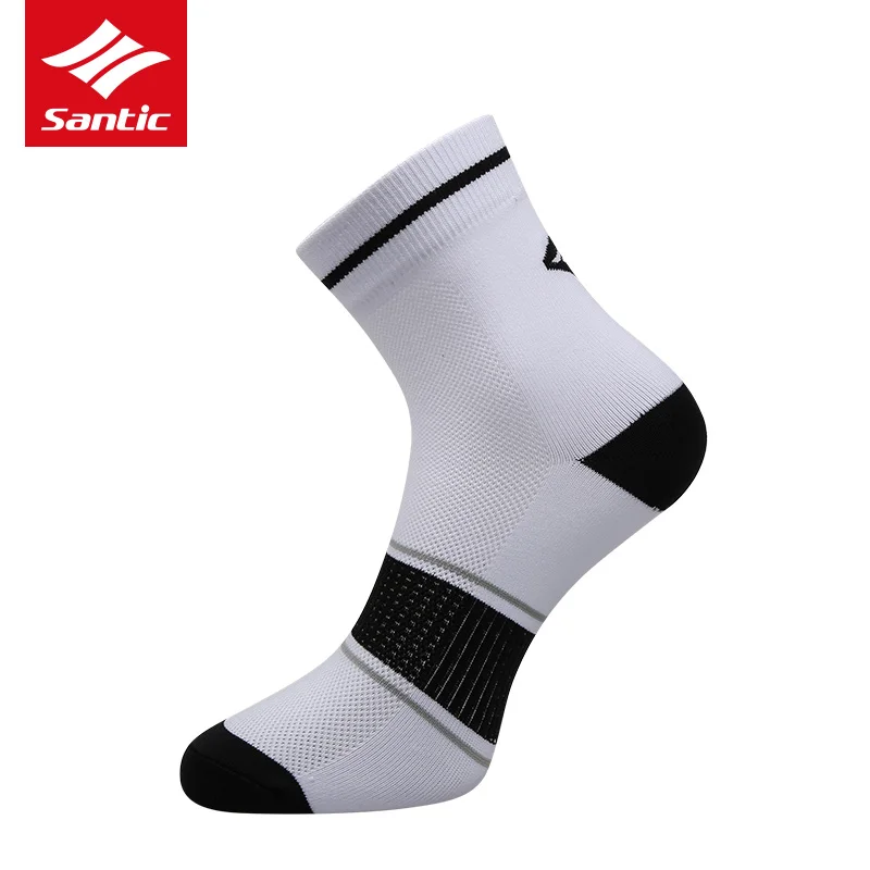 SANTIC, профессиональные велосипедные носки, дышащие спортивные носки для гонок, бега, MTB, шоссейные, велосипедные, баскетбольные, футбольные, спортивные носки - Цвет: White