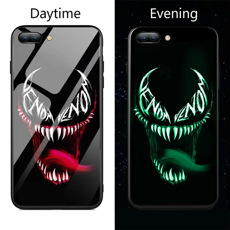 

Luminous Glass Phone Case Marvel Deadpool Spiderman Venom Pattern Back Cover For Samsung Galaxy s8 s9 Plus Note 8 Phone Case