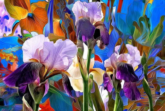 HD Printed Modern Decor Art Wall oil Paintings Iris Painting Abstract
