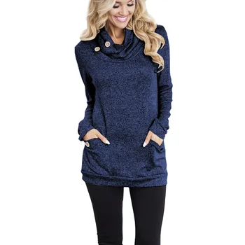 

Lossky Women's Autumn And Winter Hoodies Casual 2020 Loose Pile Collar Button Casual Long Sleeve Pocket Black Hoodie Women