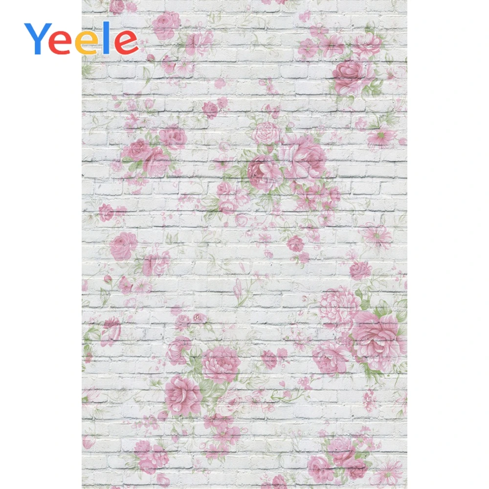 

Yeele Flower Brick Wall Background Simple Vinyl Pet Doll Props Scene Photography Portrait Photographic Backdrop For Photo Studio