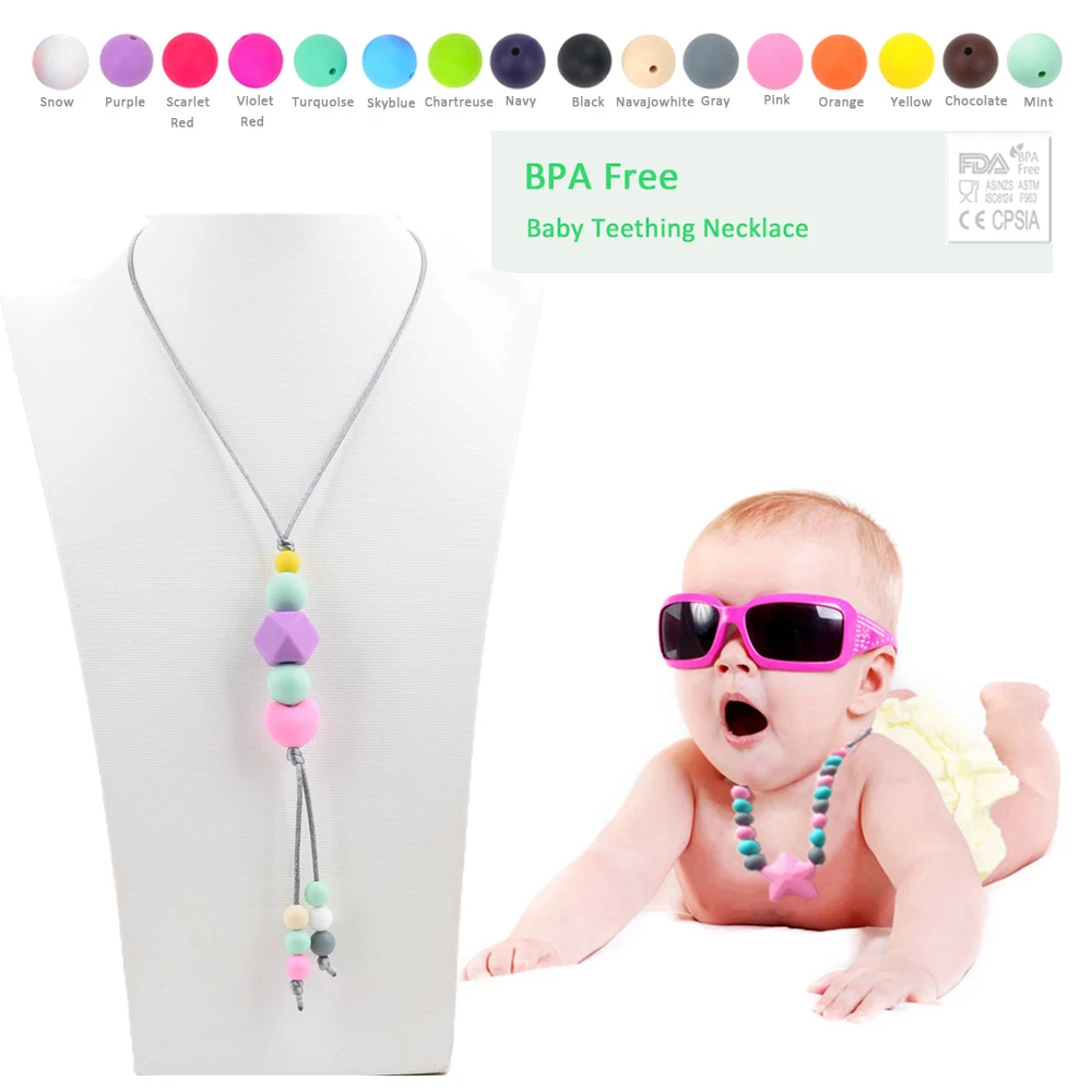 New Hot DIY Colorful Silicone Necklace Fashion Jewelry Teething