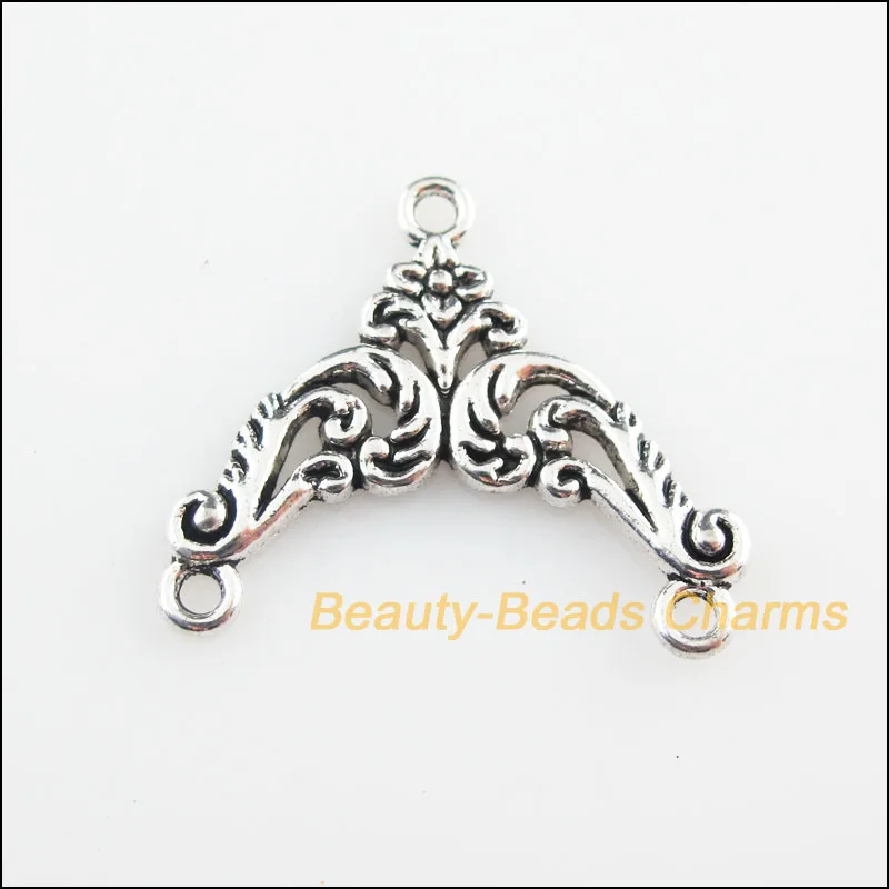

New 8Pcs Tibetan Silver Tone Triangle Flower Charms Connectors 23x27mm