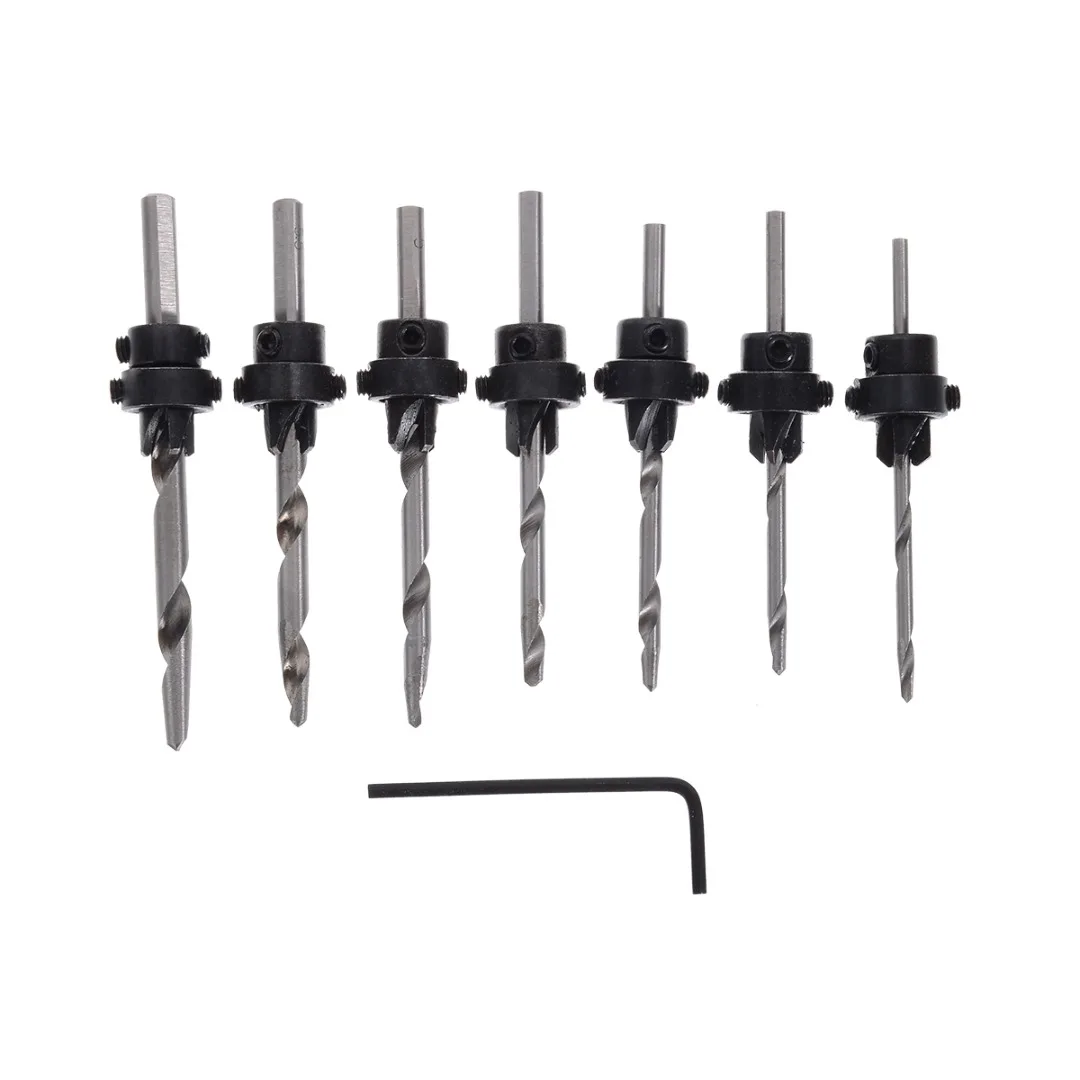 22Pcs Profession Woodworking Tool Tapered Drill & Countersink Bit Screw Set with Hex Key Wood Pilot Hole Tools
