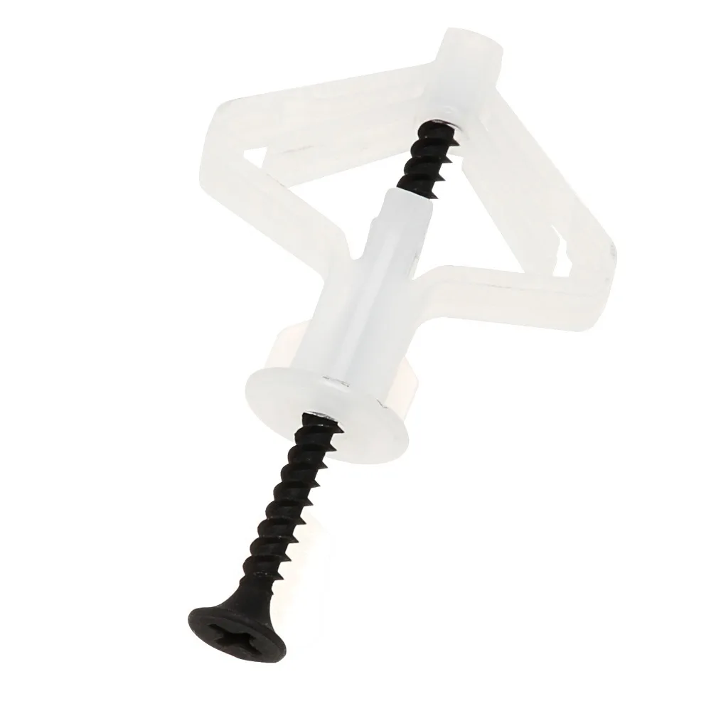 Koop 100 stks Plastic vliegtuig expansie pijp gordijn gipsplaat holle wand expansie schroef 3.5*50 + anker 8*50 stekkers up aging