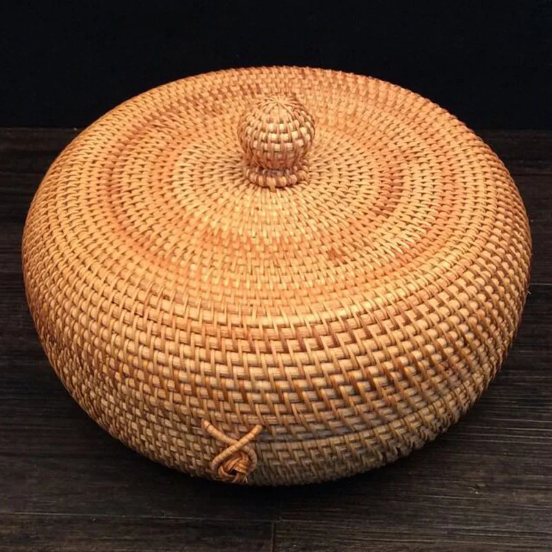 Handmade rattan storage boxes with lids Pu'er tea cans tea jars