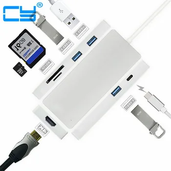 

4K x 2K USB 3.1 Type-C to HDMI & 3 Ports USB 3.0 Hub & TF SD Card Reader For Macbook Pro PC Laptop USB-C Cable Adapter