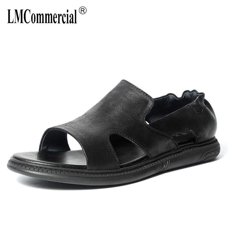 

summer Genuine leather lazy men's sandals rome all-match cowhide Sneakers Men Slippers Flip Flops casual Shoes beach outdoor