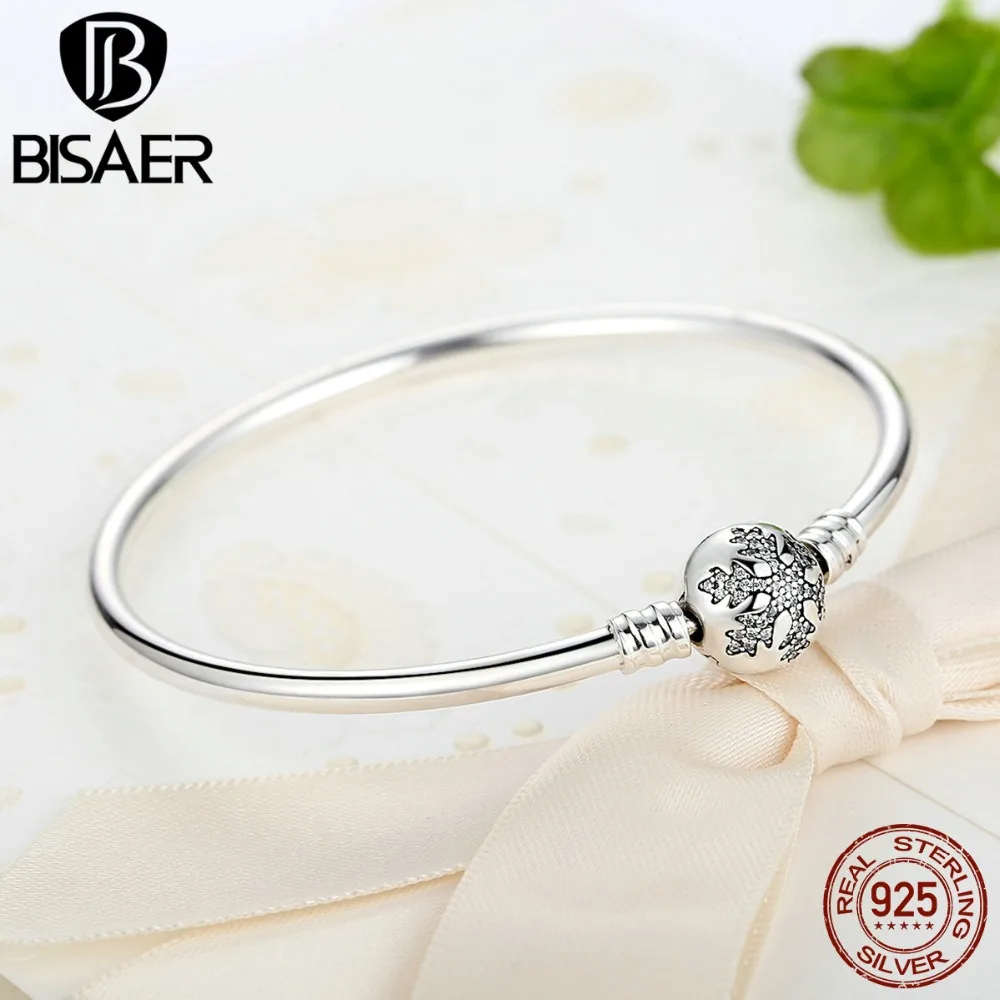 BISAER, 925 пробы, серебряный, Pulseira, браслеты со снежинкой, 925, сердце, змея, цепь, застежка, femme, серебряный браслет для женщин, ювелирное изделие