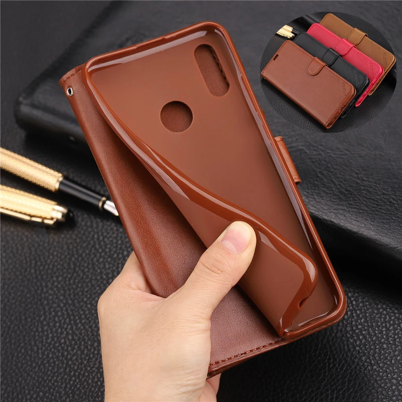 

For Huawei P Smart 2019 PU Leather Stand Case Book Flip Style Mobile Phone Cases For Huawei P Smart 2019 Soft TPU Back Cover