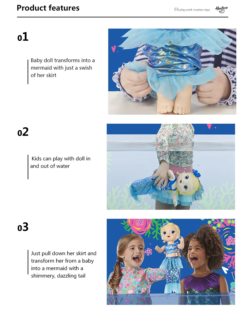 Hasbro Baby Alive Shimmer n Splash Русалочка платье светлые волосы, которые Какашки И мочи реалистичные Reborn Baby Doll подгузники кекс день рождения