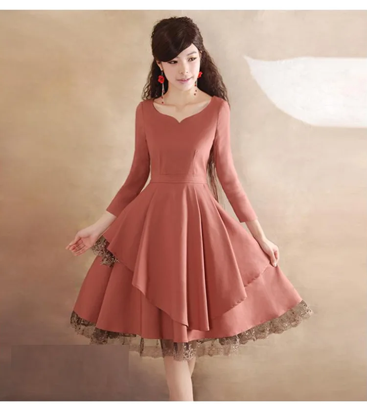 Модное осеннее приталенное платье принцессы асимметричное ретро платье в горошек с рукавом три четверти женское платье до колен