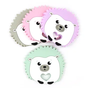 

Baby Silicone Teethers DIY Cartoon Animal Hedgehog Ring Teether BPA Free Infant Baby Silicone Chew Charms Toddle Teething Toys