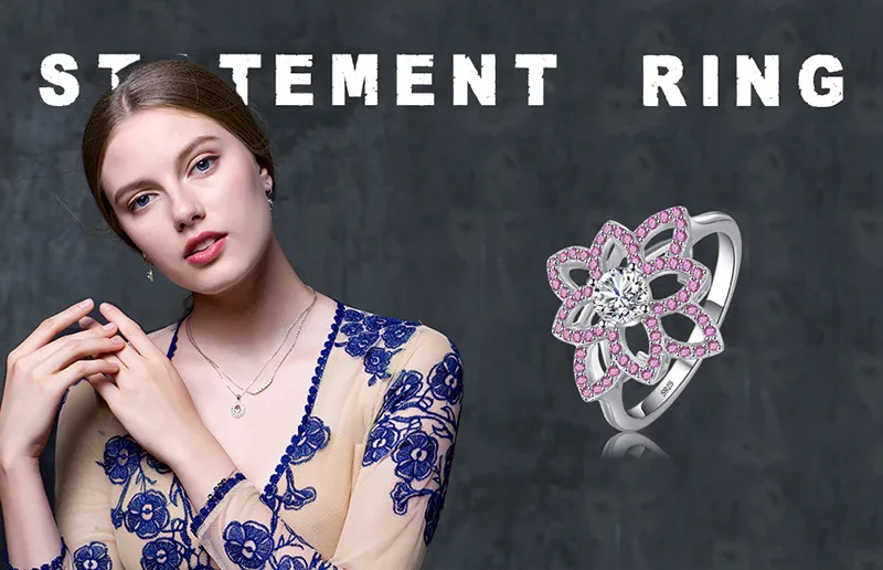 Jewelrypalace бренд 0.77 КТ создано розовый сапфир CZ цветок кольцо стерлингового серебра 925 Свадебная вечеринка ювелирных украшений для женщин подарок