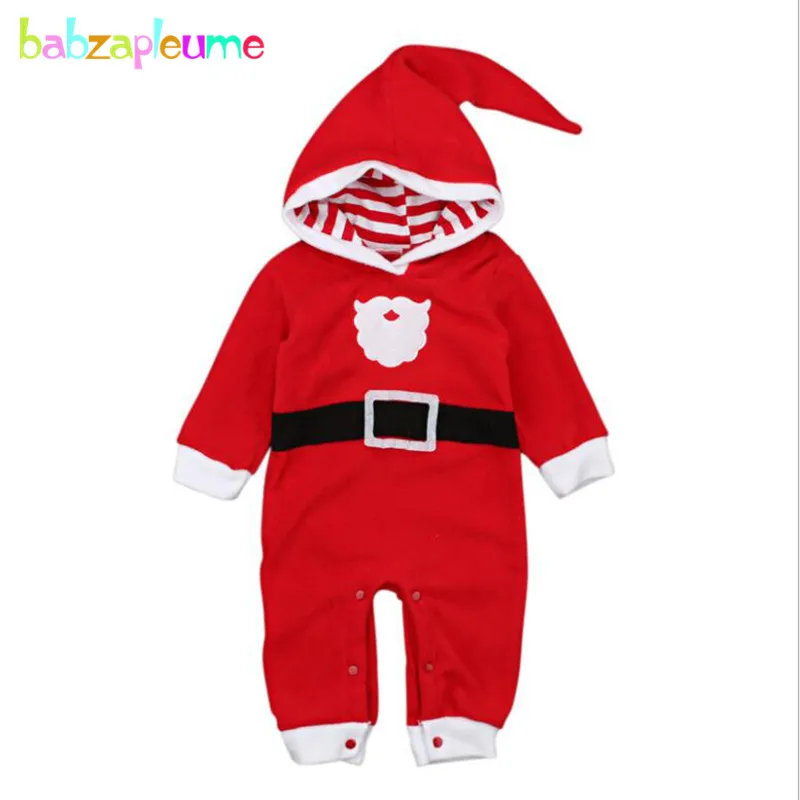 

2018 Christmas Outfit For Baby Costume Winter Clothes Cartoon Cute Hooded Soft Fleece Boys Girls Jumpsuit Newborn Rompers BC1802