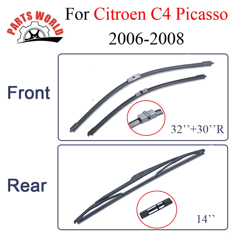 Wiper Blades For Citroen C4 Picasso 20062008 Rubber Front And Rear Windscreen Auto Wipers Car Wiper Blades For Citroen C4 Picasso 20062008 Rubber Front And Rear Windscreen Auto Wipers Car