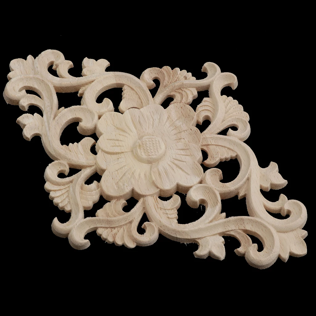 Wooden Carved Corner Applique Frame Furniture Craft Cabinet Corner Onlay Mouldings Handcraft Decor