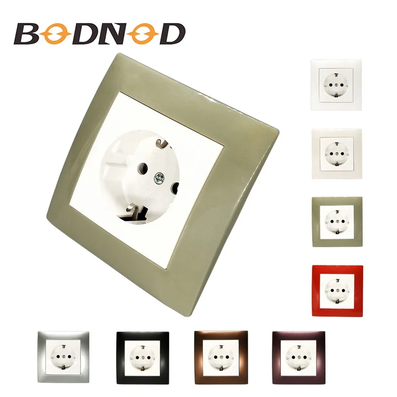 

Wall socket singel Socket withearth with grey color frame European standard DIY Socket 16A 250V Decorative