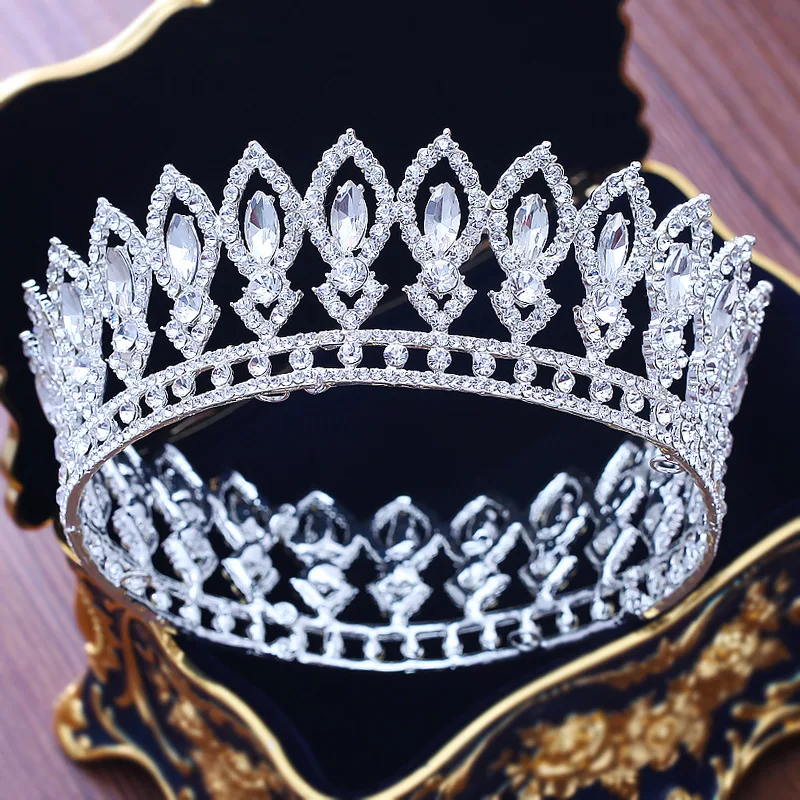 

Vintage Crystal Bridal Queen Crown Wedding Pageant Baroque Tiaras and Crowns For Bride Headpiece Women Hair Jewelry Accessories