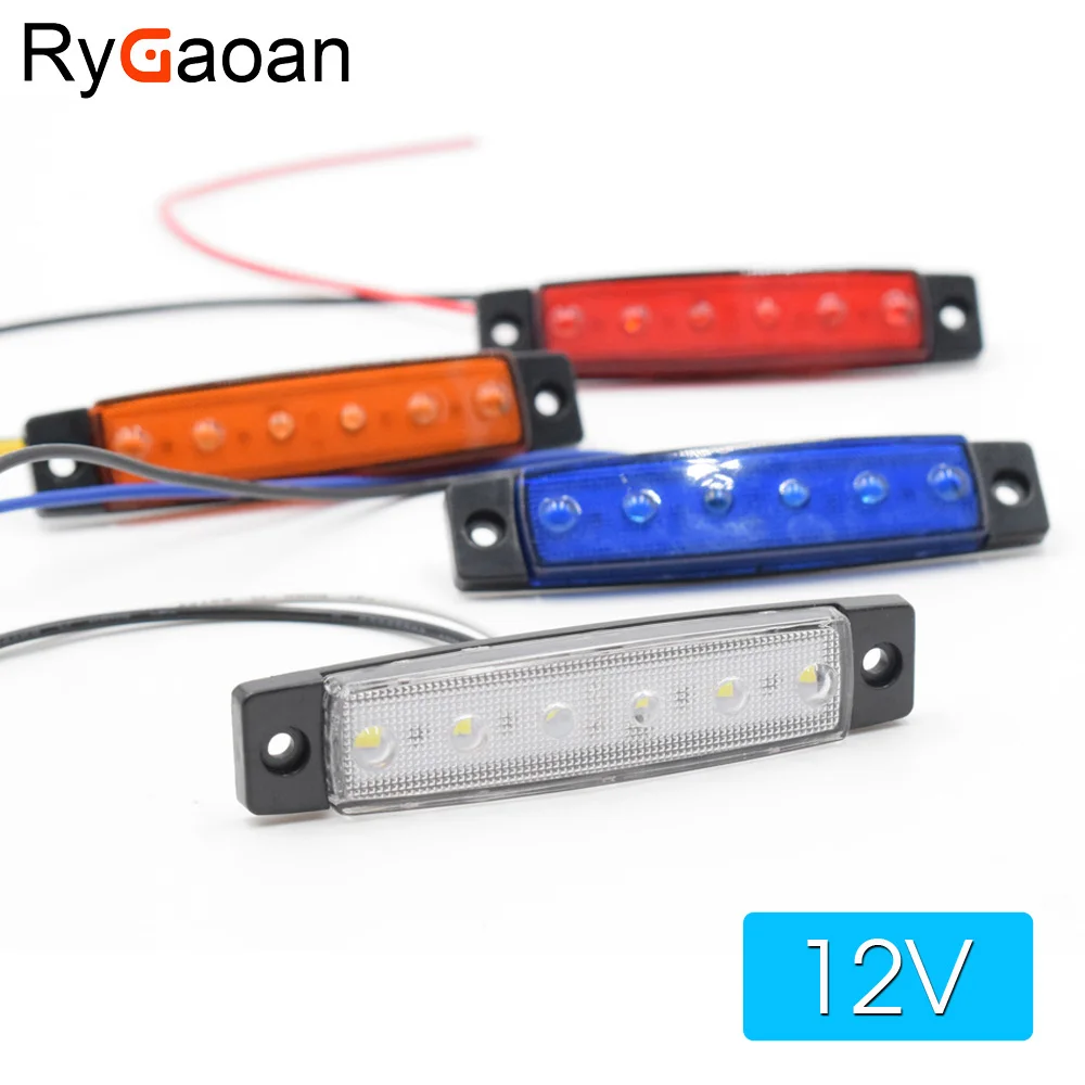 

RyGaoan 1 piece 12V 6 LED Car Truck Trailer Side Marker Indicators Lights Brake Signal Lamp Red Yellow White Blue