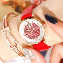 Роскошные бриллиантовые женские браслеты часы модные для женщин нарядные кварцевые часы повседневные кожаные ремешок женские наручные часы Подарки для девочек