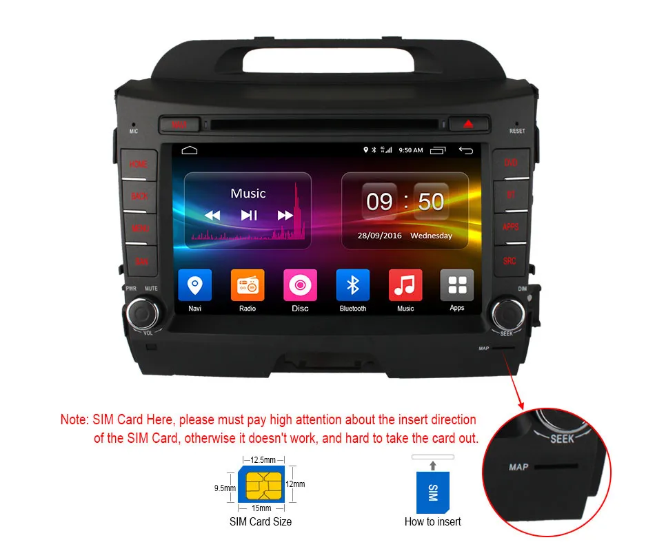 Best C500 Android 6.0 4G LTE SIM Car DVD player GPS for KIA sportage r Sportage 2010-2015 RDS Radio Bluetooth wifi 2GB RAM DVR camera 0