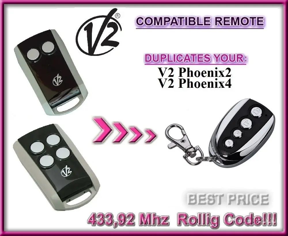 

copy V2 Phoenix2 V2 Phoenix4 compatible remote control transmitter 433,92Mhz! rolling code