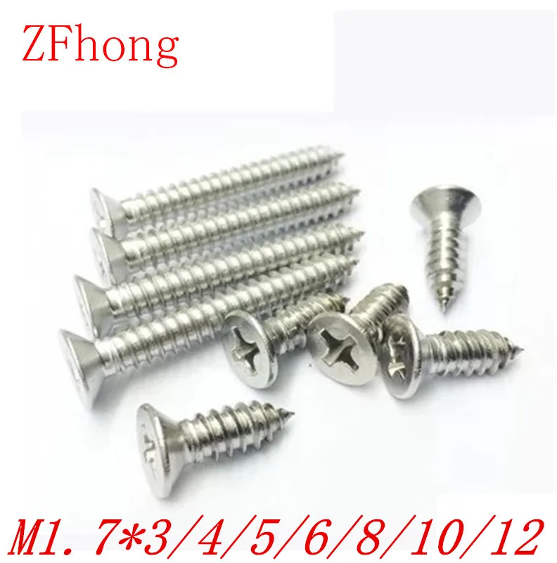 1000pcs M1.7*4/5/6/8/10/12 1.7mm nickel plated phillips flat head countersunk head self tapping screw 6 10 mm brass nickel plated m20 1 5 mm electric cable gland waterproof x 10
