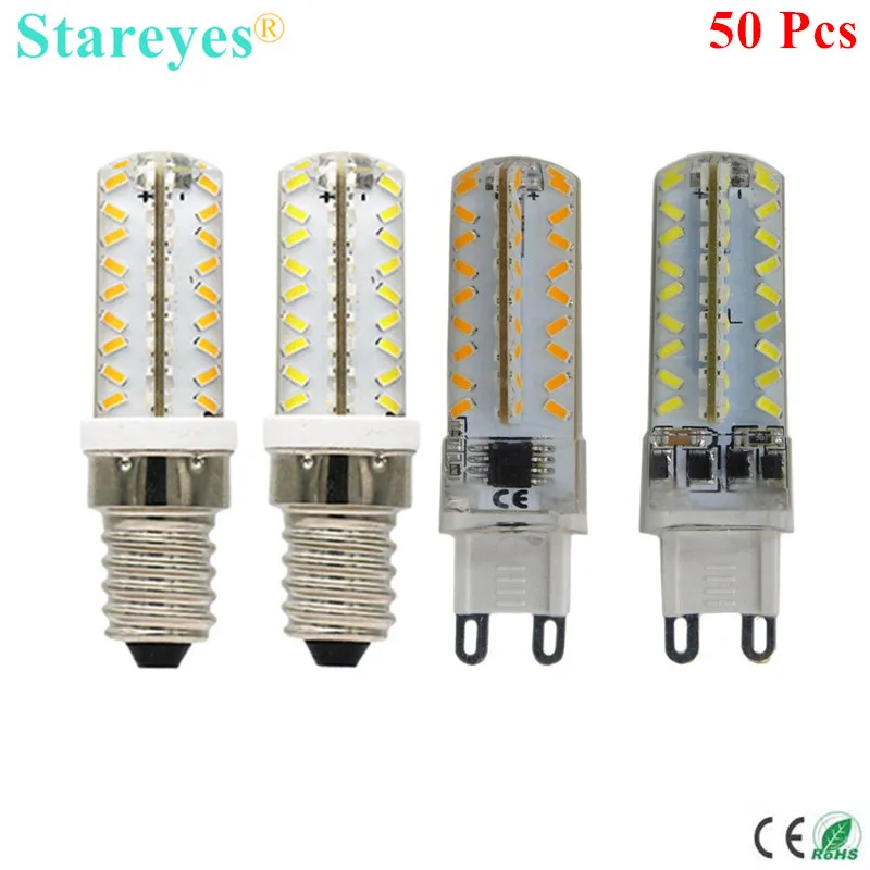 

50 Pcs Silicone G9 E14 SMD3014 72 LED 7W Dimmable Dimmer LED Corn lamp Droplight Chandelier candle bulb Pendant light lighting