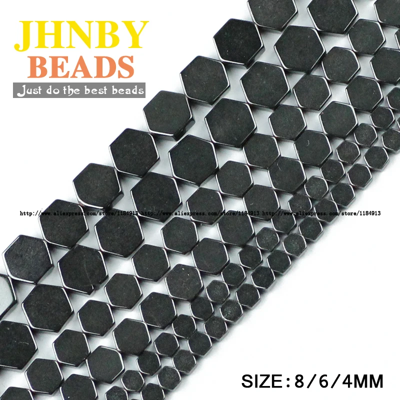 

AAA Hexagon Black Hematite beads Natural Stone High quality Loose beads Stone Selectable 4/6/8MM For Jewelry bracelet Making DIY