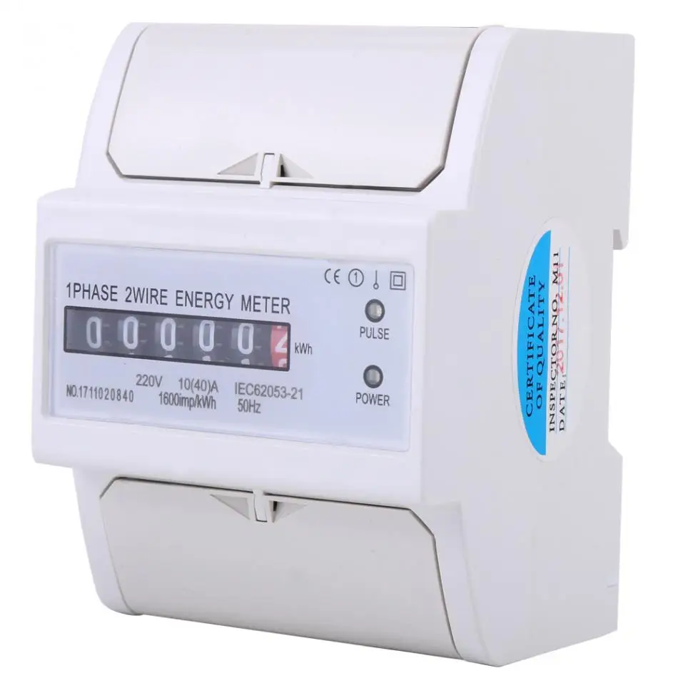 

1 Phase 2 Wire DIN Rail Electronic Energy KWh Meter 10(40)A Power Consumption Watt Energy Meter