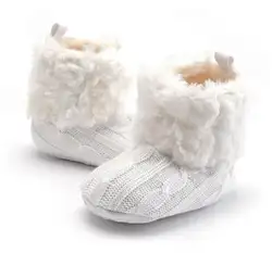Вязаная меховая обувь для мальчиков и девочек, 7 цветов, теплая зимняя обувь для малышей, короткие зимние ботинки на мягкой подошве