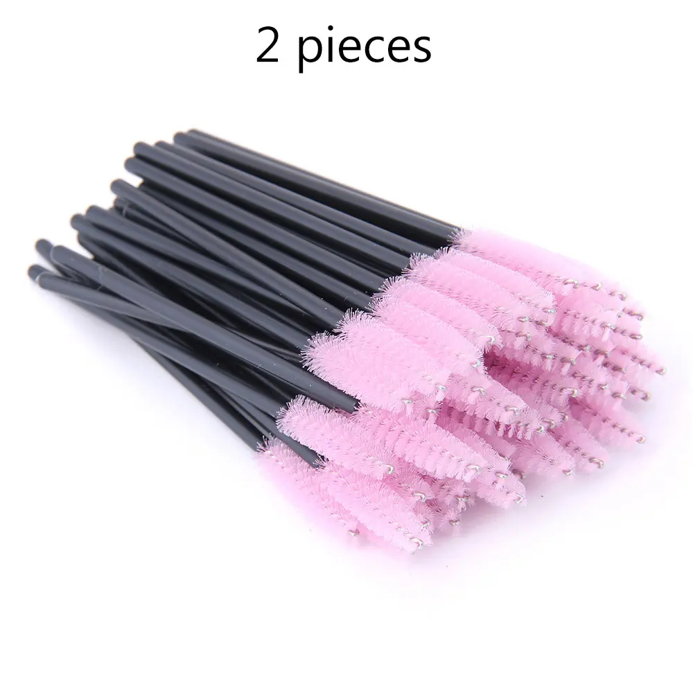 2 Pink 100 шт. Кисти для ресниц Макияжные щетки Одноразовые тушь для ресниц Жезлы аппликатора Ресницы Косметическая кисточка Maquiagem Cilio Makeup Tool - Handle Color: 2 Pink