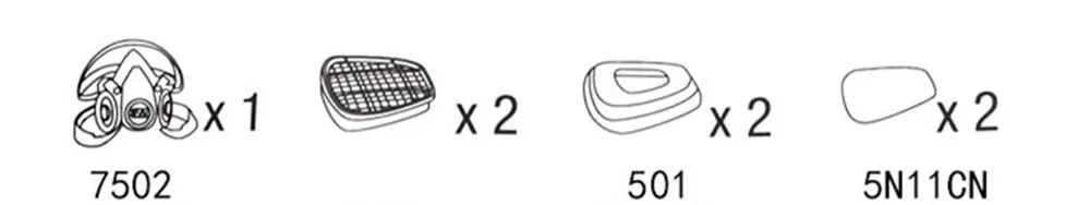 17In1 костюм 3 M 7502 анти от пыли, газа респиратор Силиконовые Anti-dust органических паров бензол PM2.5 многоцелевой защиты комплект
