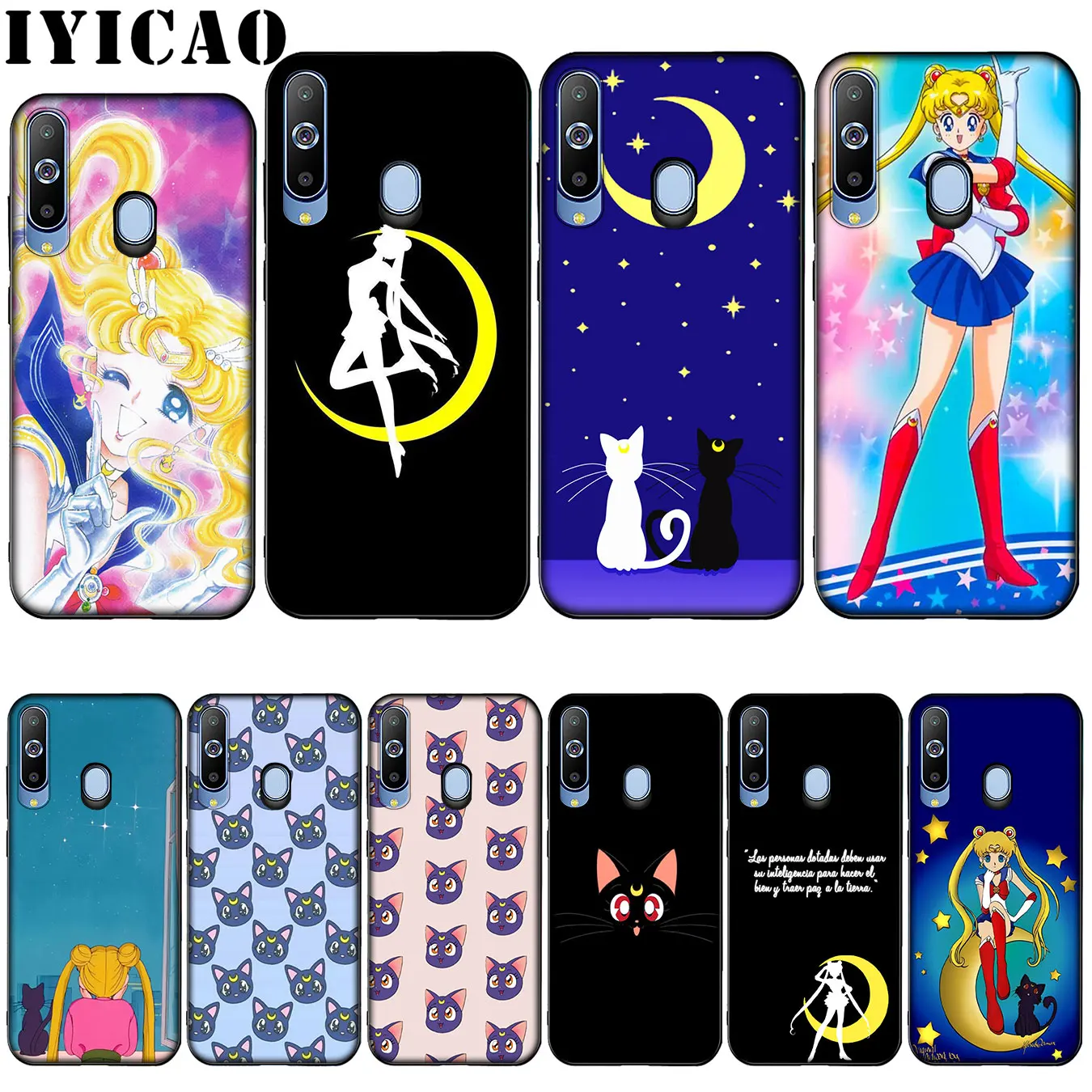 

IYICAO Sailor Moon Luna Ca Silicone Soft Case for Samsung Galaxy A10 A30 A40 A50 A70 M10 M20 M30 Cover