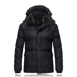 Для мужчин теплые толстые Пальто для будущих мам зимние с капюшоном меховой воротник Slim Fit парка брендовая Повседневное модные хлопковые