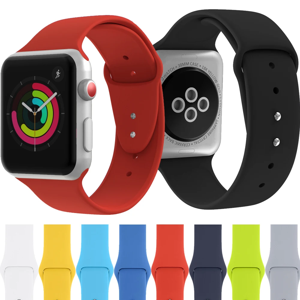 Ремешок для Apple Watch 38 мм 42 мм iWatch 4 ремешок 40 мм 44 мм спортивный силиконовый ремень браслет Apple ремешок для часов серии 5 4 3 2 аксессуары