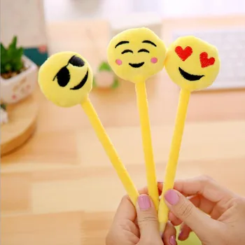 

48pcs/lot Cute 3D Expression design fluffy Ballpoint pen/kawaii soft Ball pen/funny gift/office school Stationery supplies G016
