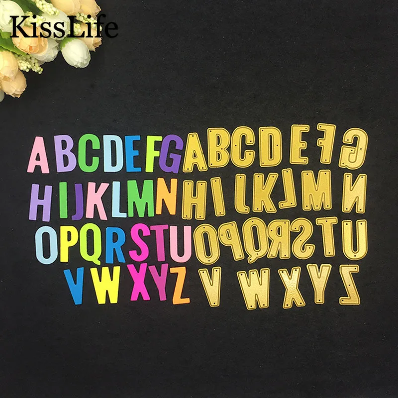 1 Pack 26 Pcs Golden Alphabets Metal Cutting Dies Kscraft for Card Making Scrapbooking Birthday Christmas Die Cuts | Дом и сад