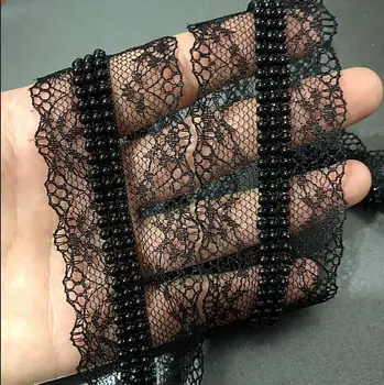 

10Yards Beaded Chain Black Fringe Trimming Lace Ribbon Scrapbooking Applique Embellishment Sewing Renda For Wedding Dress