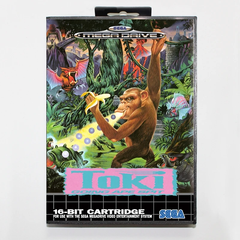 

Sega MD games card - Toki Going Ape Spit with box for Sega MegaDrive Video Game Console 16 bit MD card