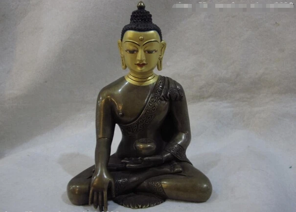 

USPS to USA S0673 Chinese Purple Copper Bronze made Buddhism Bhaisajyaguru Sakyamuni Buddha Statue (B0328)