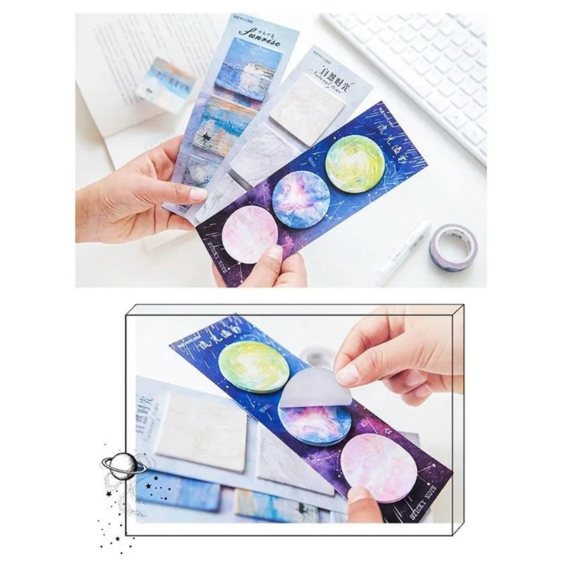 

Stars Stone Series Self-Adhesive Memo Pad Sticky Notes Bookmark Vintage Paper Notepad Stickers Office School Supply Stationery